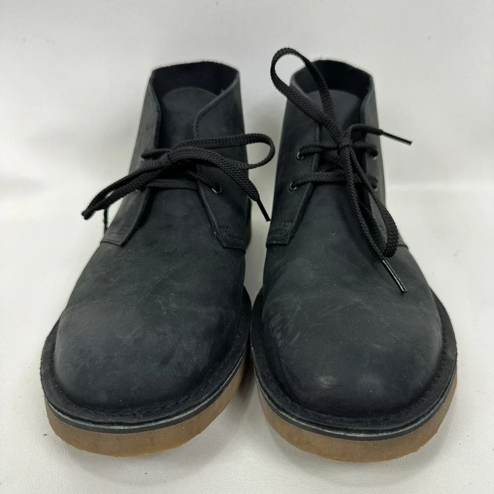 Clarks Men's Chukka Boot Black Leather Size 12‎ M Bushacre